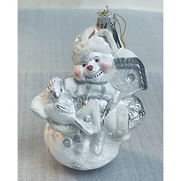 Krebs Lauscha Glas Santa Bird & Birdhouse Ornament Germany Boxed VTG - Picture 3 of 14